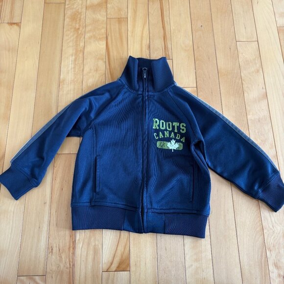 Roots Canada Athletic Zip Sweater Navy Blue Size 3T - Picture 2 of 8
